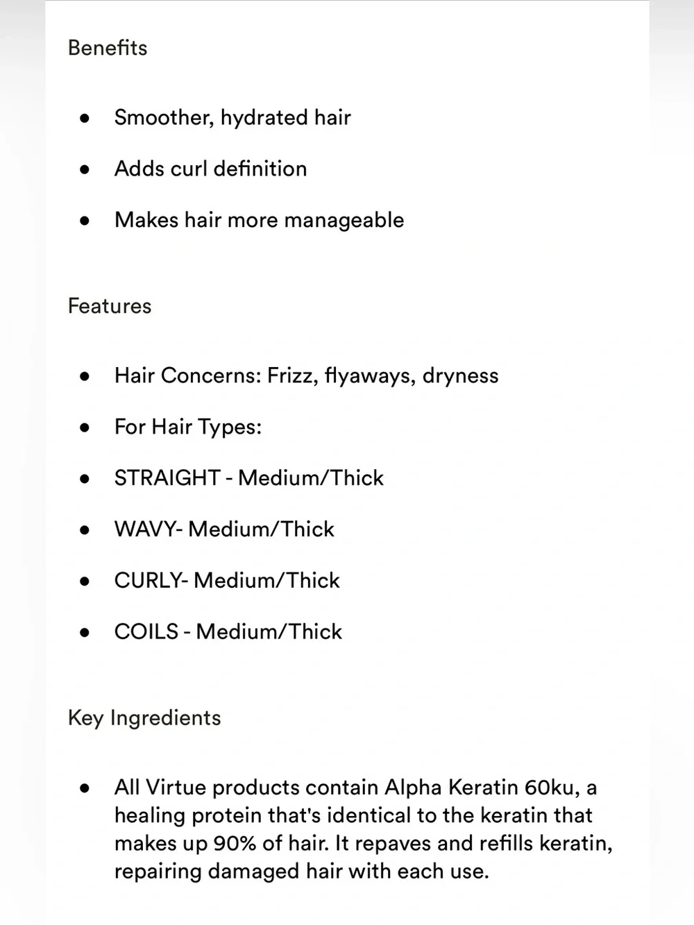 Virtue Smooth Un-Frizz Cream - Full Size 4 oz; retail $44 new/unopened